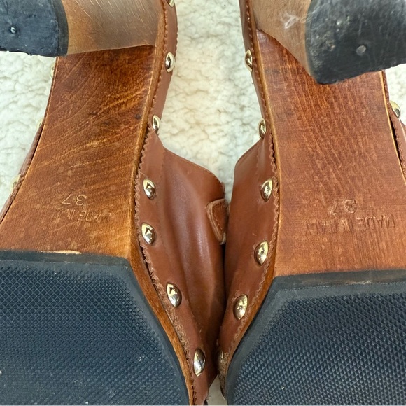 YSL Wood Heel Platform upper leather bow slides 37 - Picture 4 of 13